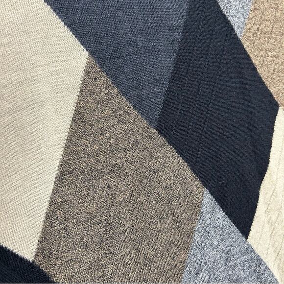 Pronto Uomo Argyle Wool Sweater Black Tan Gray Diamond Print Pullover Size XL - Picture 3 of 4